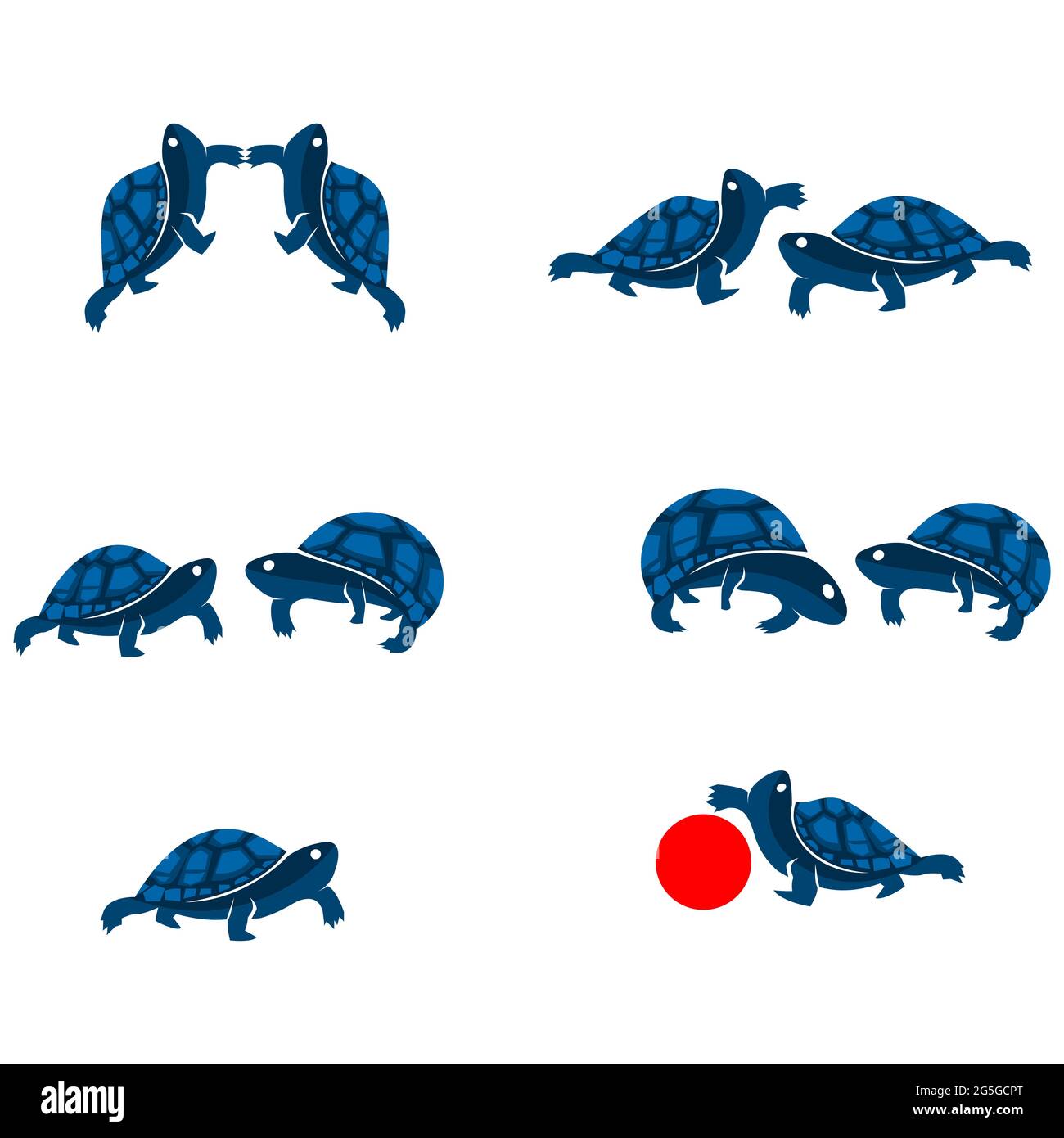 Motif bleu tortue Vector, plat. Illustration vectorielle sur fond blanc. Illustration de Vecteur