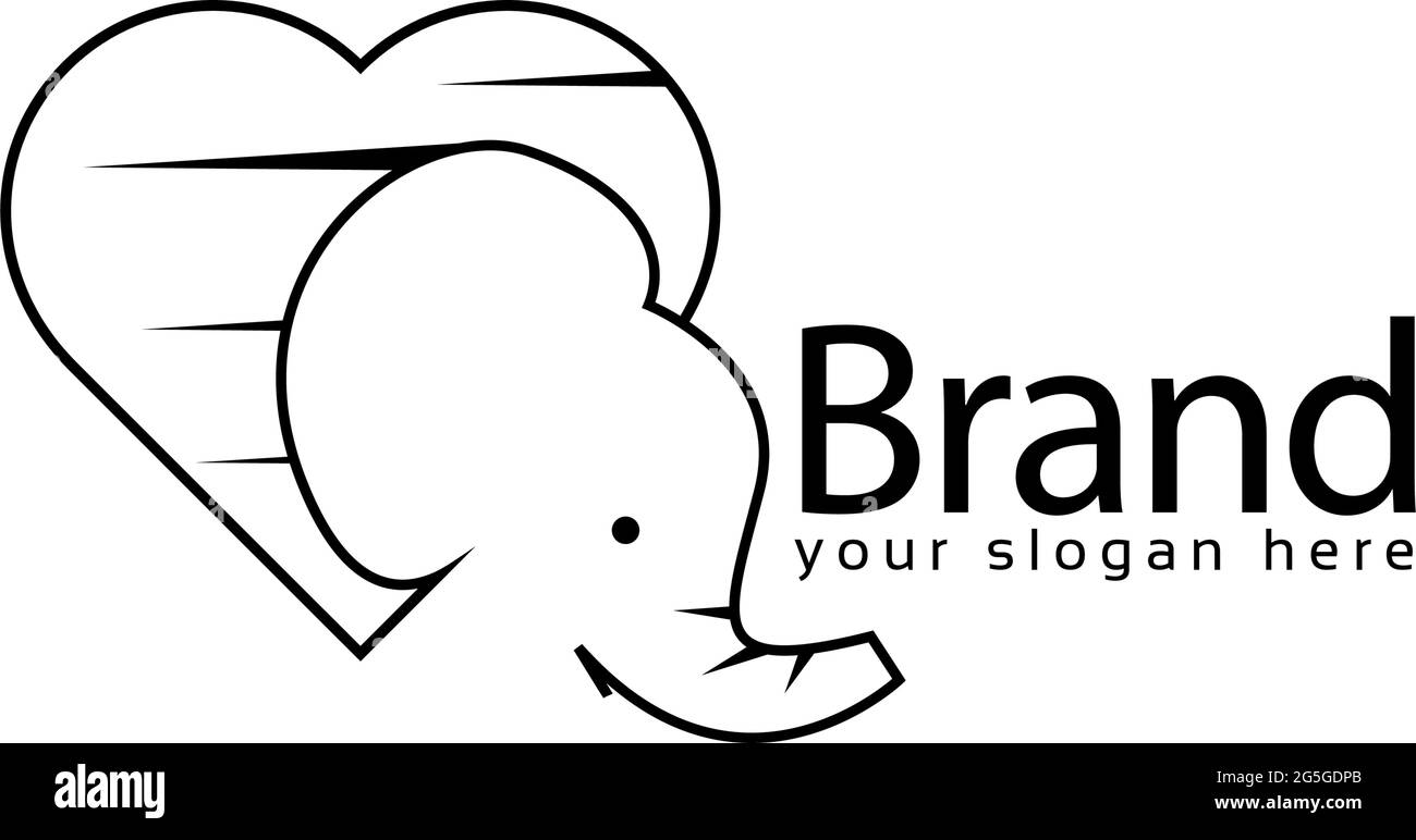 Logo Elephant Love, design plat. Illustration vectorielle sur fond blanc Illustration de Vecteur