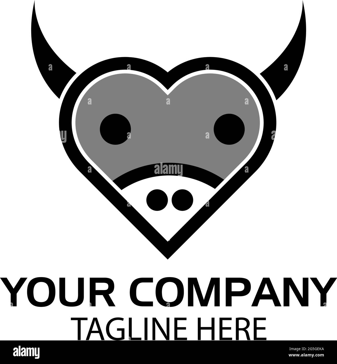 Logo Love bison sans pinces. Silhouette de bison. Illustration vectorielle sur fond blanc Illustration de Vecteur