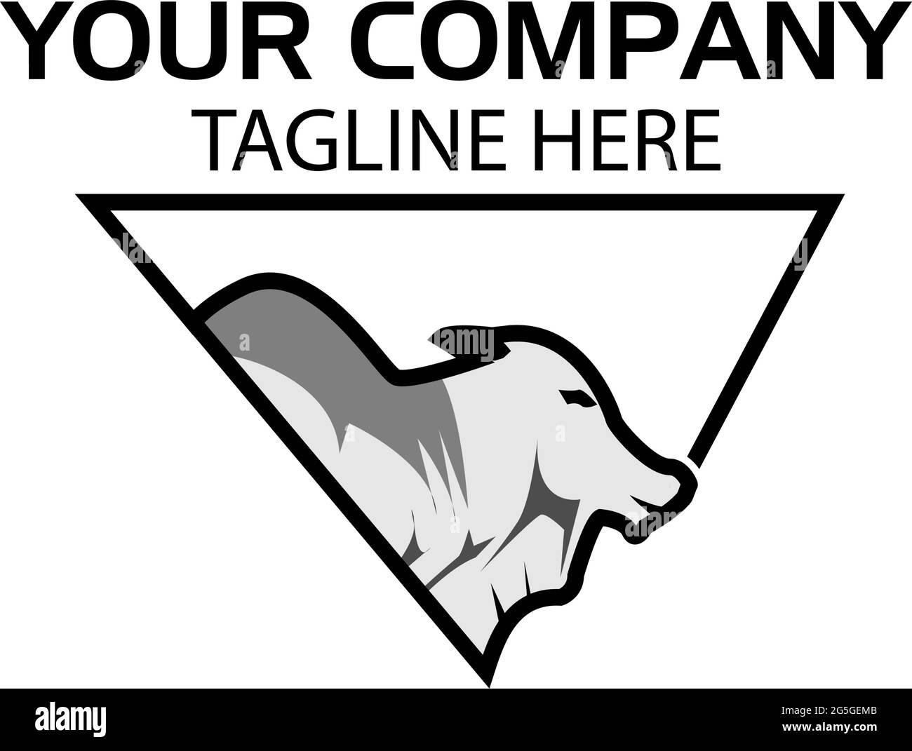 Logo vache dans le triangle. motif plat. Silhouette de vache. Illustration vectorielle sur fond blanc Illustration de Vecteur