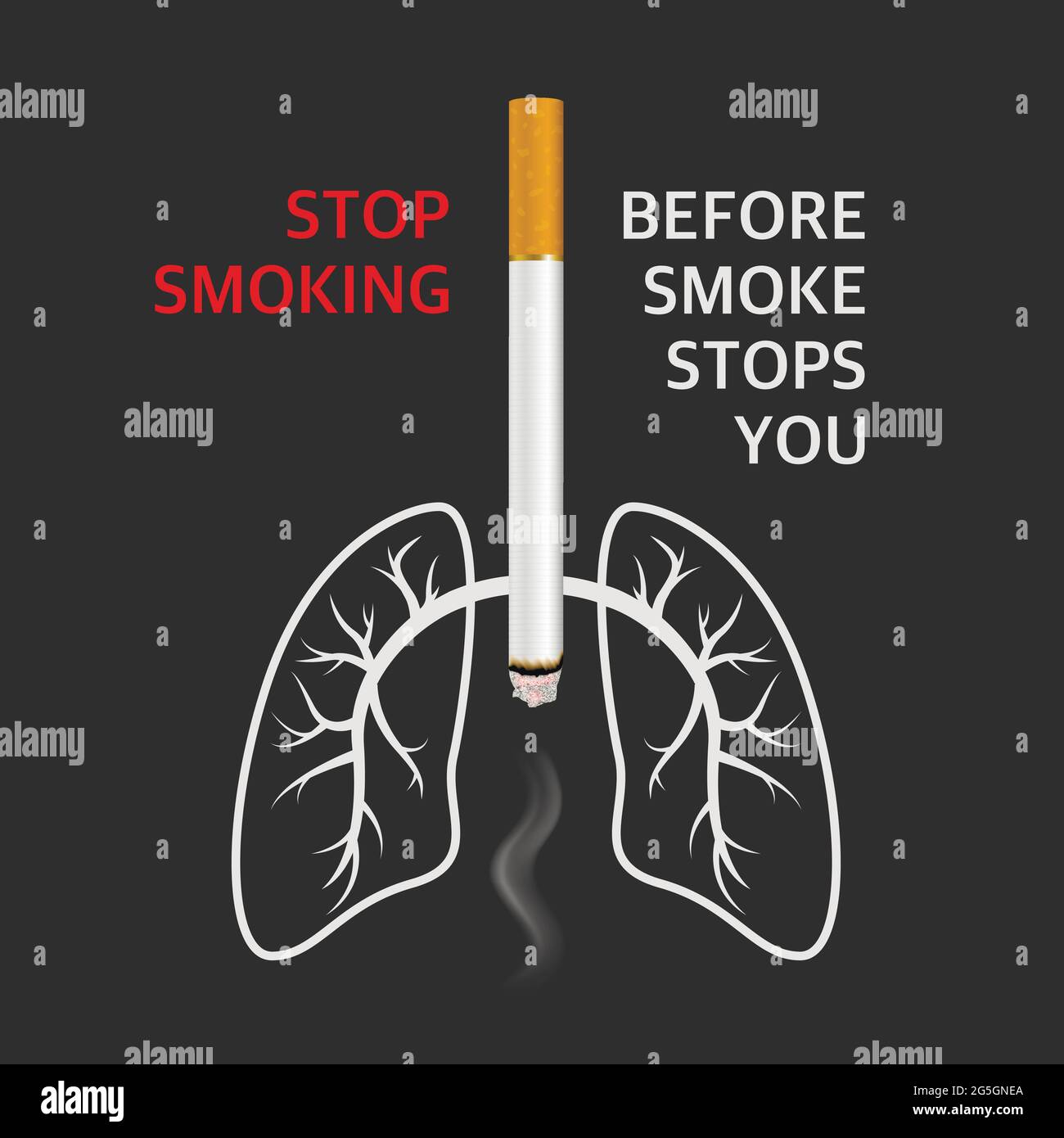 Vector 3d Cigarette Realiste Poumons Fumee Et Citation Sur Fond Noir 31 Mai Journee Mondiale Sans Tabac Sensibilisation A L Interdiction De Fumer Arretez De Fumer Image Vectorielle Stock Alamy