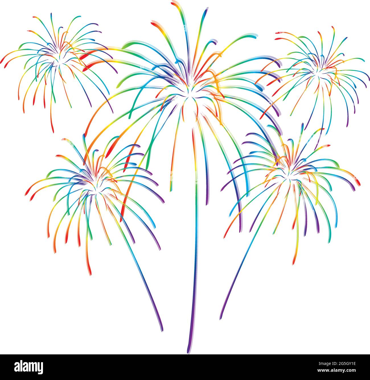 Clip Art de Rainbow Fireworks Illustration de Vecteur