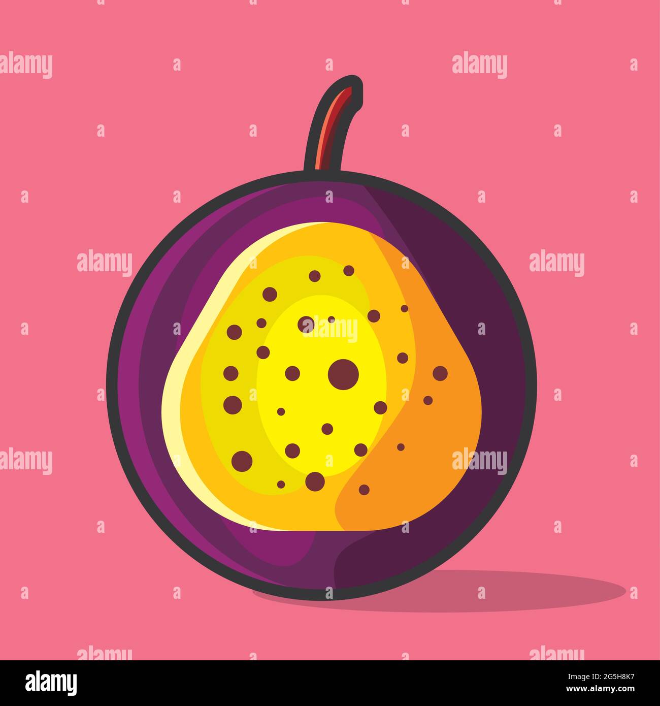illustration vectorielle coupe de fruits de la passion dans un style plat Illustration de Vecteur