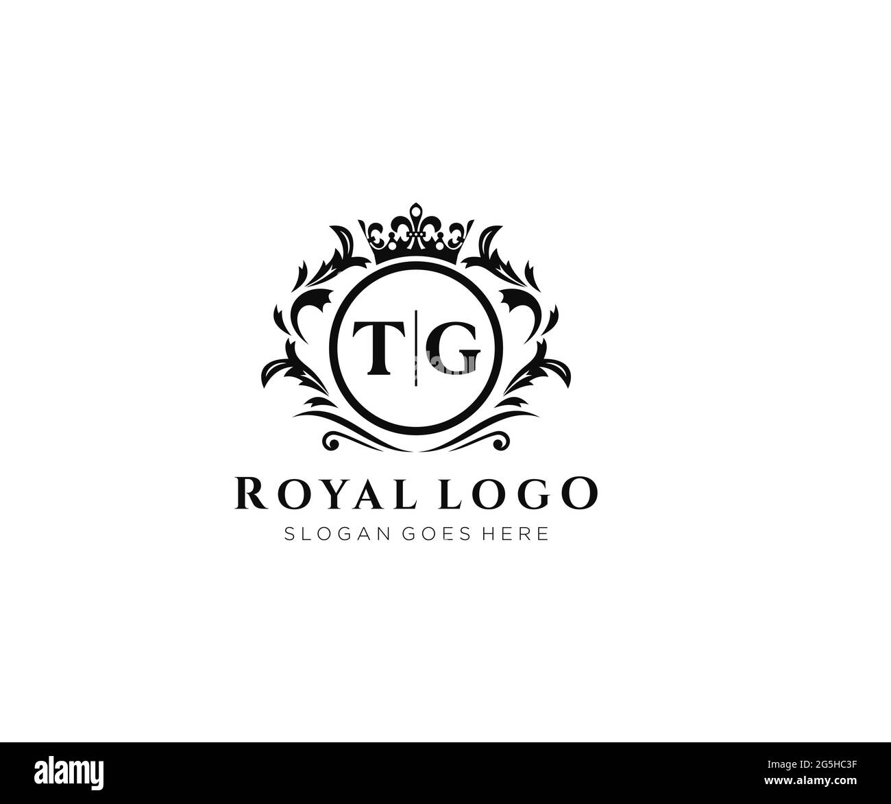 Modèle de logo de marque de luxe lettre TG, pour restaurant, Royalty, Boutique, café, Hôtel, héraldique, bijoux, mode et autres illustrations vectorielles. Illustration de Vecteur