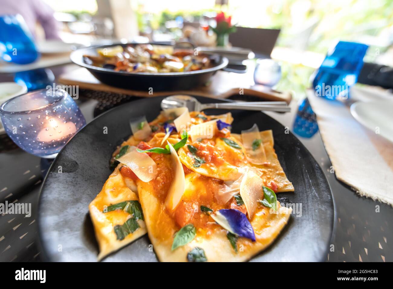 Délicieuse cuisine italienne célèbre Lasagna Banque D'Images
