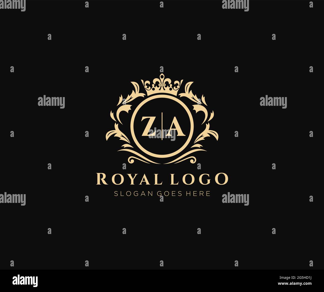 Modèle de logo ZA Letter Luxurious Brand, pour restaurant, Royalty, Boutique, café, Hôtel, héraldique, bijoux, mode et autres illustrations vectorielles. Illustration de Vecteur