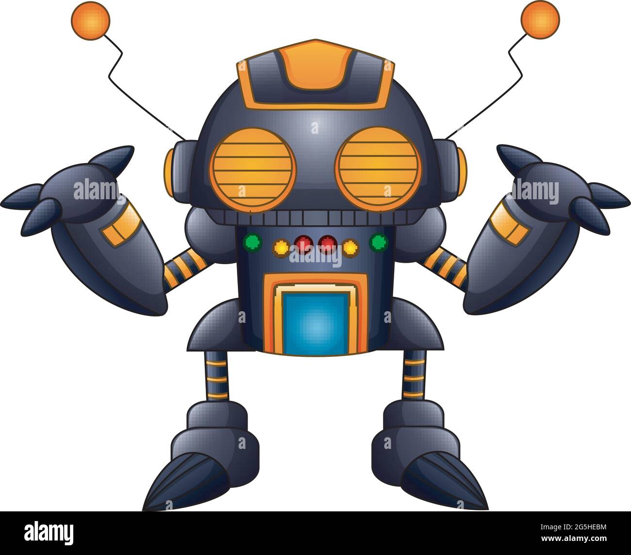 Robot de dessin animé en colère avec antennes et yeux orange Image  Vectorielle Stock - Alamy