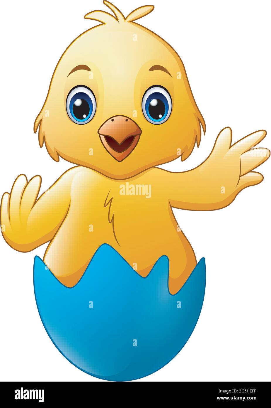 Dessin Anime Petit Poulet Bebe Dans La Coquille D Oeuf Bleu Casse Image Vectorielle Stock Alamy