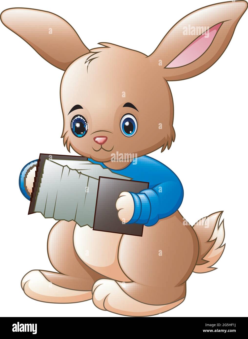 Joli dessin animé de lapin jouant l'accordéon Illustration de Vecteur