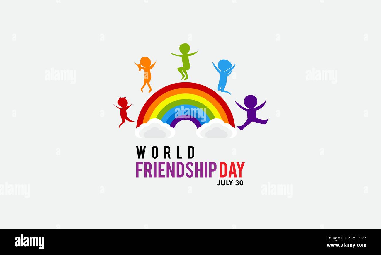 Concept de bannière de la Journée mondiale de l'amitié observé chaque 30 juillet. Historique de la Journée d'amitié, bannière, affiche, modèle de campagne de sensibilisation aux cartes. Illustration de Vecteur