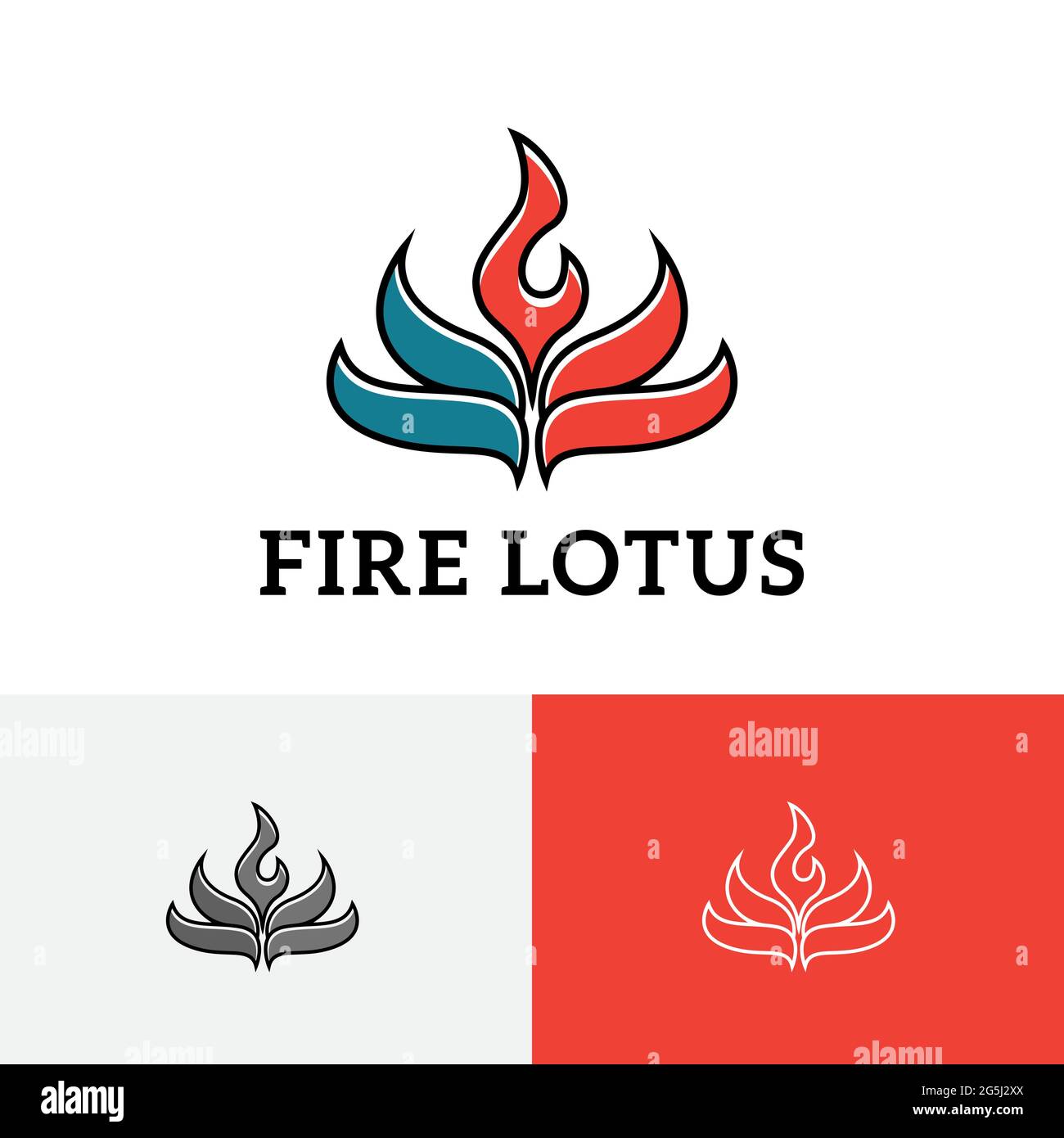 Logo de la nature Flower Flower nature de la plante d'eau de Lotus à flamme Illustration de Vecteur