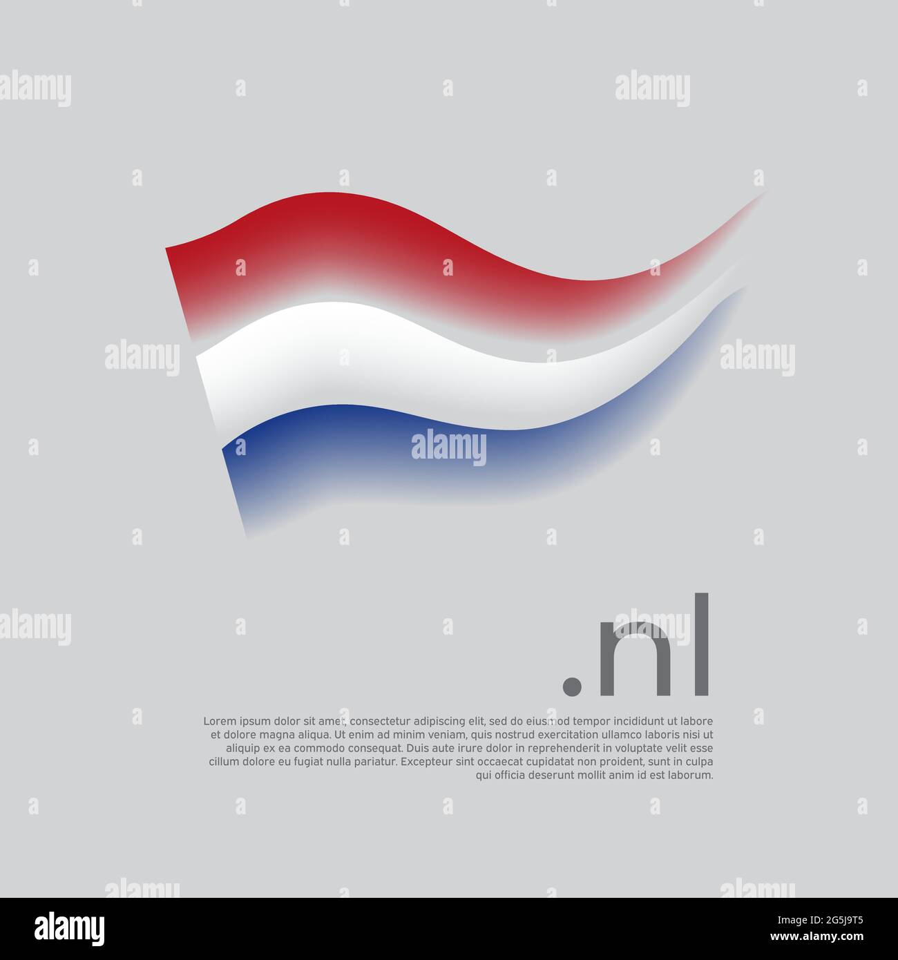 Drapeau des pays-Bas. Le drapeau Holland colore les bandes sur fond blanc. Vector stylisé national poster design avec le domaine nl, place pour le texte. Tricolore Illustration de Vecteur