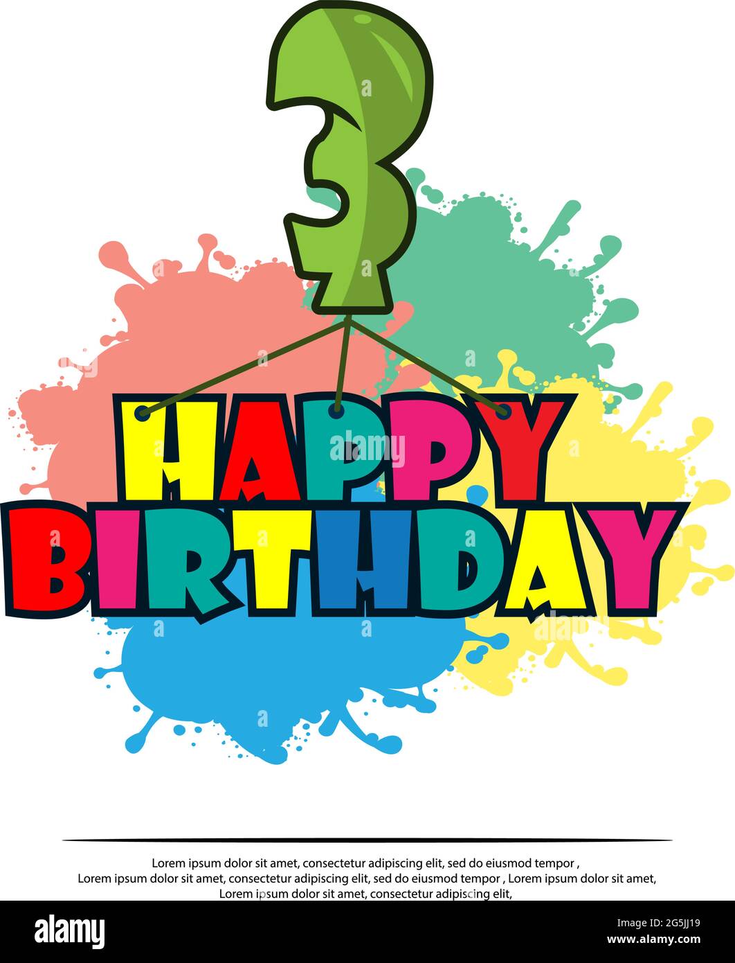 Joyeux Anniversaire Motif Vectoriel Avec Numero Trois Pour Enfant De 3 Ans Image Vectorielle Stock Alamy