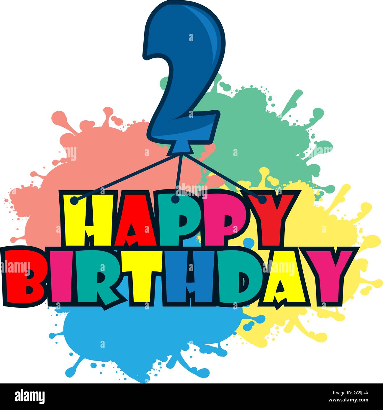 Joyeux Motif Vectoriel D Anniversaire Avec Le Numero Deux Pour Enfant De 2 Ans Image Vectorielle Stock Alamy