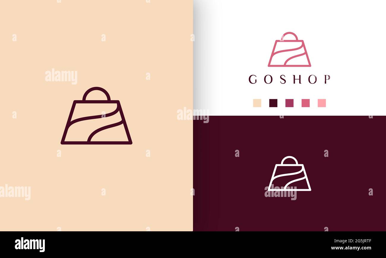 logo de sac de shopping dans un style simple et artistique en ligne Illustration de Vecteur