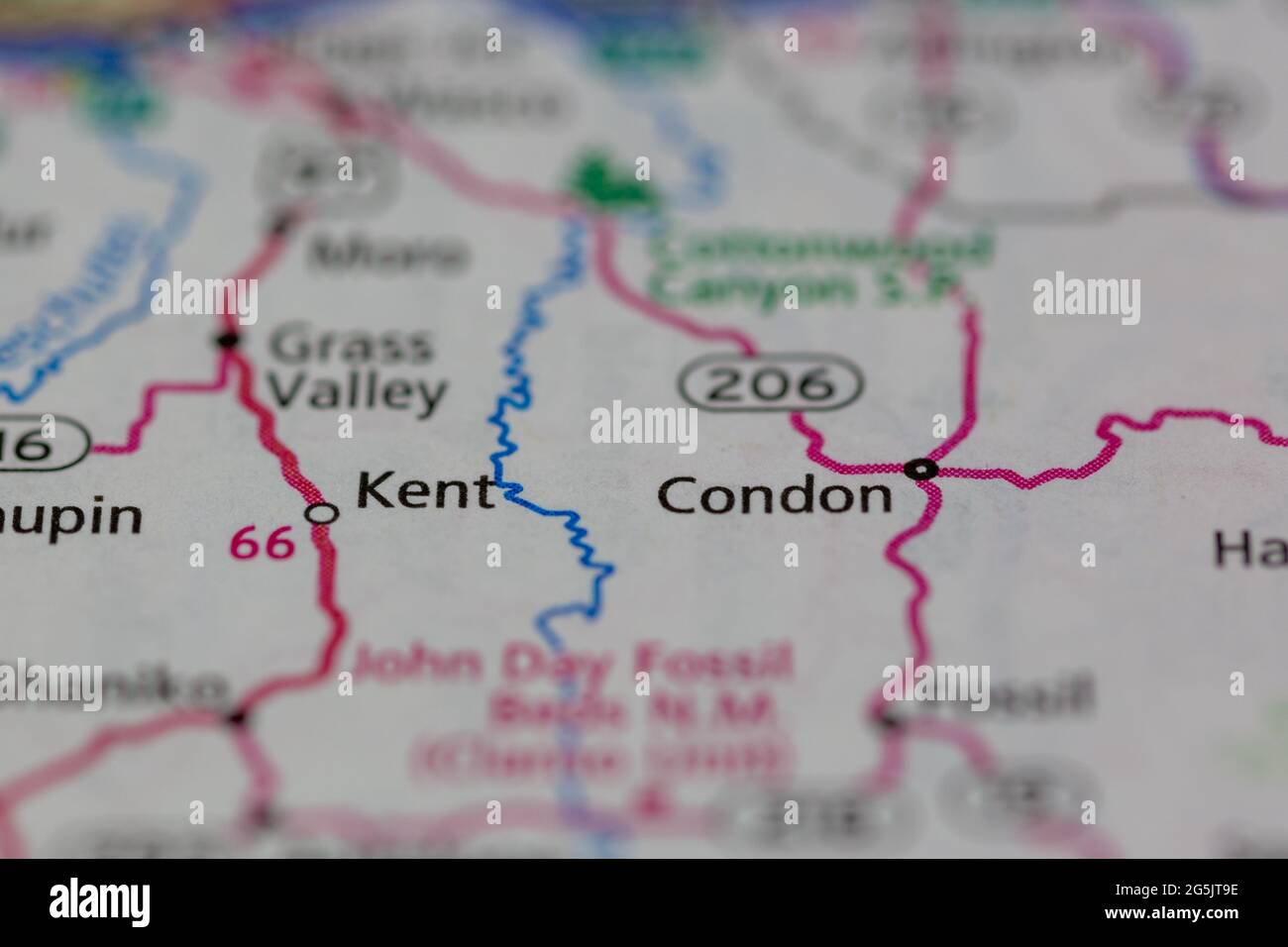 Kent Oregon Etats-Unis sur une carte de la géographie ou une carte routière Banque D'Images