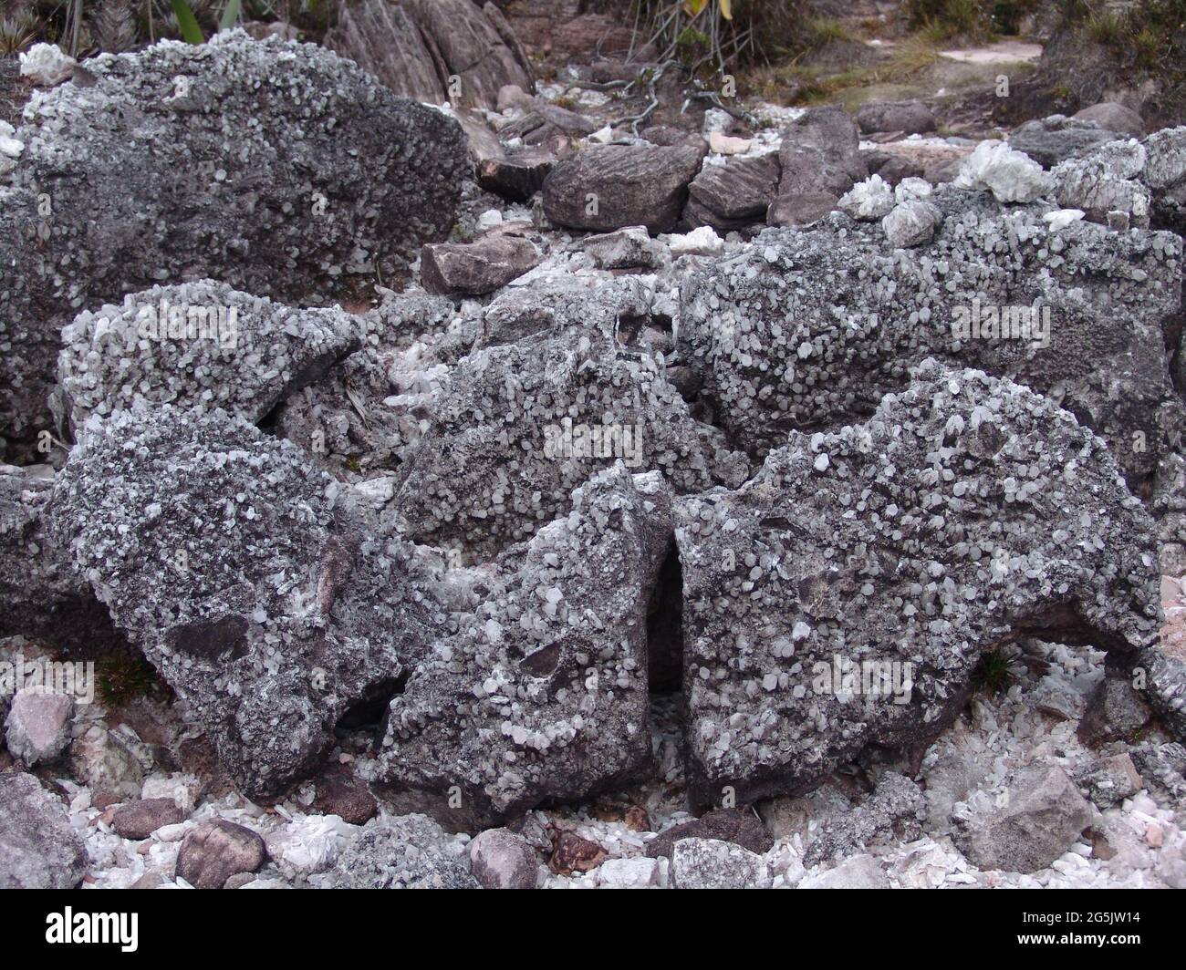 Gros plan de morceaux de quartz sur le sommet du Mont Roraima, Venezuela Banque D'Images