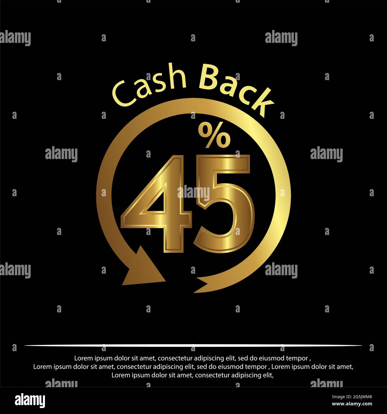 Icône de remboursement, icône dorée. Illustration vectorielle sur fond noir Illustration de Vecteur