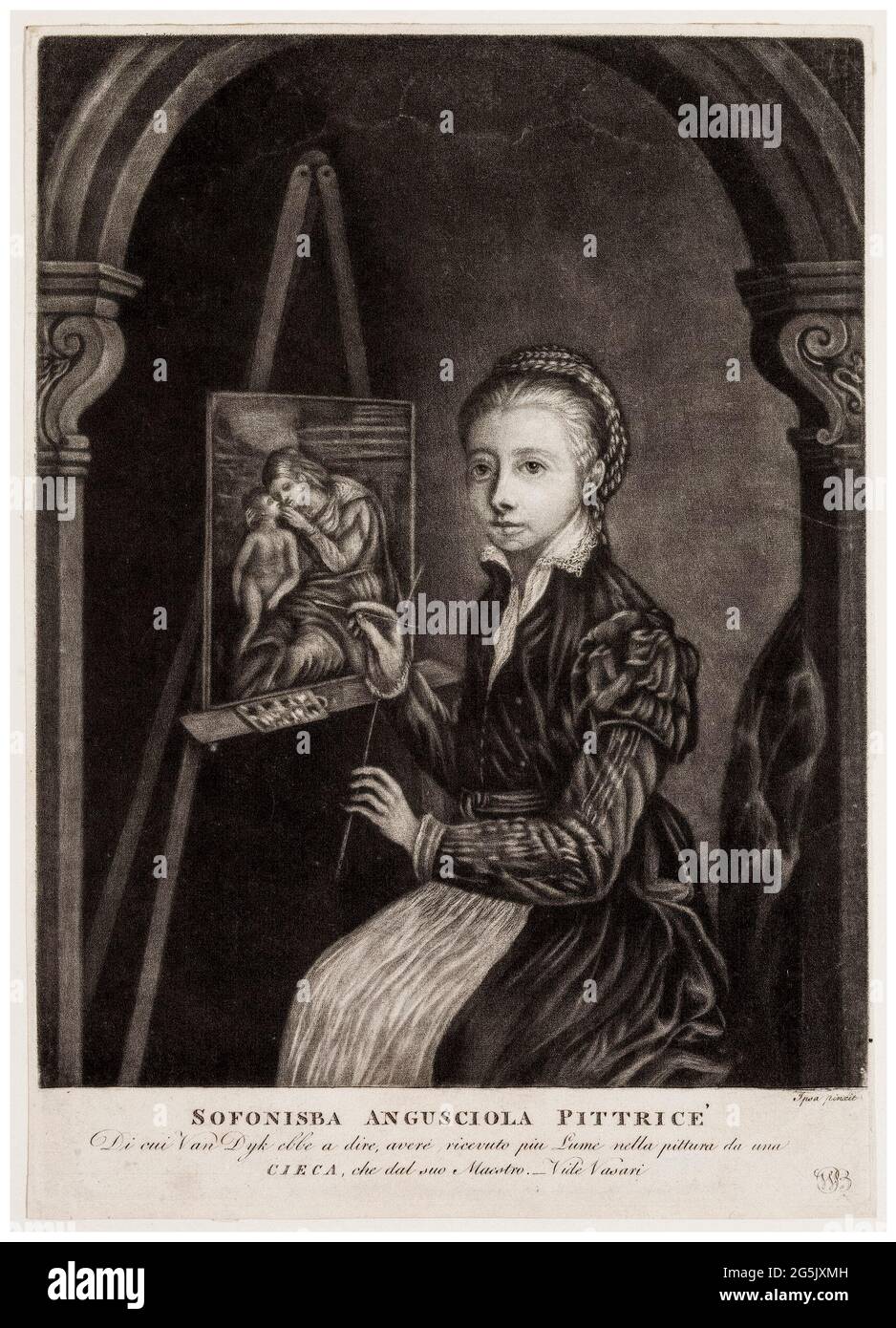 Sofonisba Anguissola (1532-1625), peintre féminin du XVIe siècle, gravure de portraits de William Baillie, 1723-1810 Banque D'Images