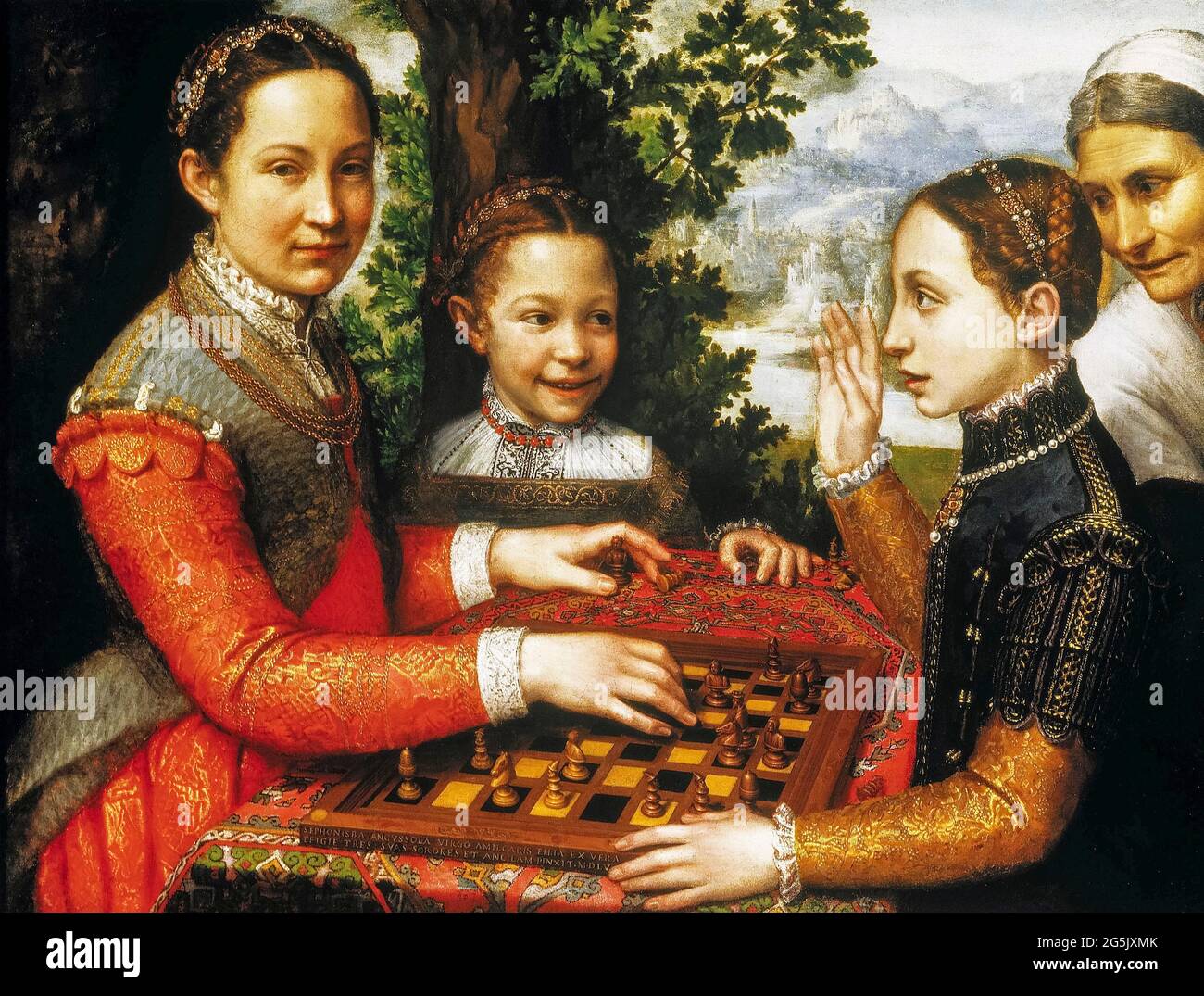 Sofonisba Anguissola, The Chess Game (les sœurs de l'artiste jouant des échecs), portrait painting, 1555 Banque D'Images