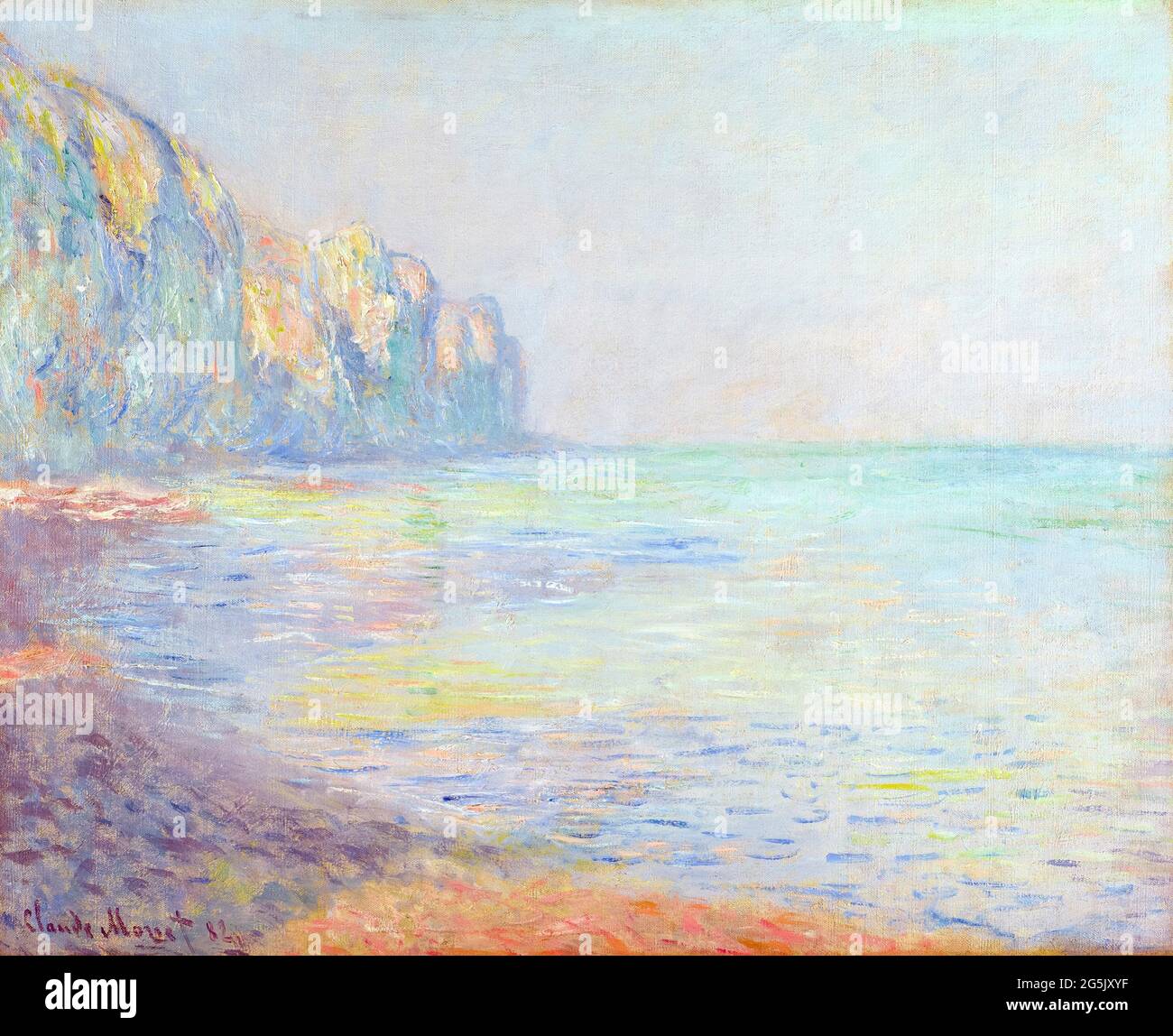 Claude Monet, le matin, temps brumeux, Pourville , (Foggy Morning at Pourville), peinture de paysage, 1882 Banque D'Images