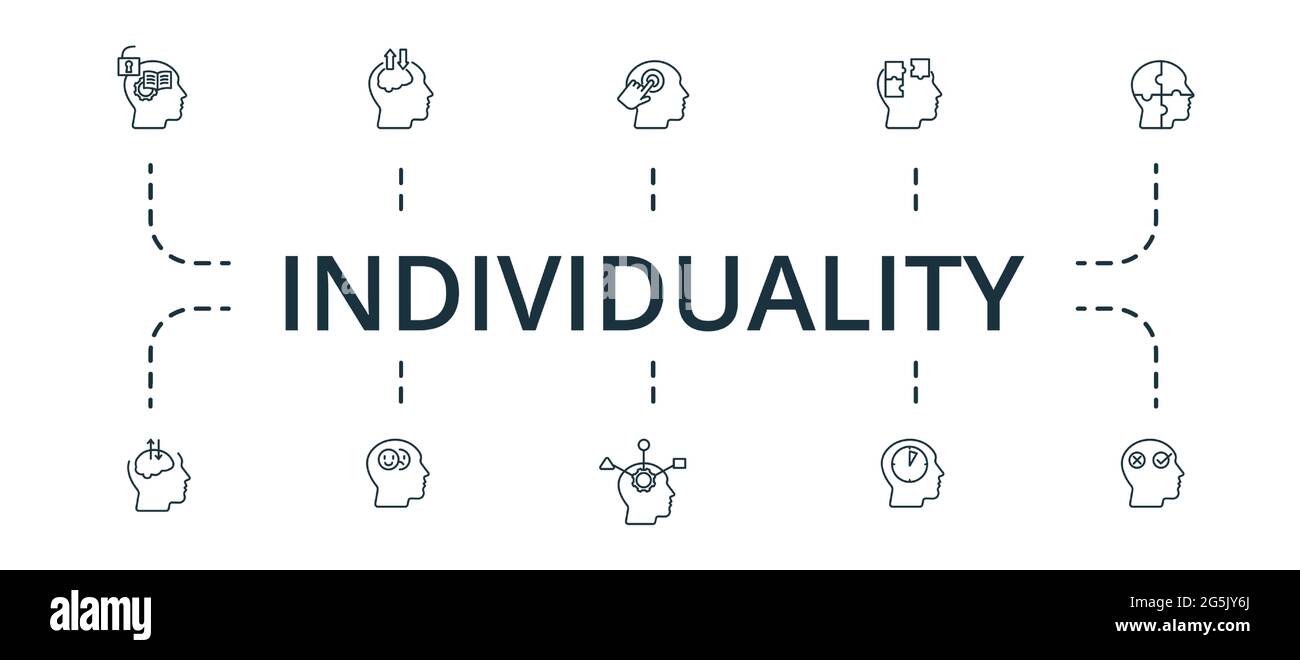 Ensemble d'icônes individualité. Contient des icônes modifiables telles que l'intelligence émotionnelle, la pensée critique, la pensée rapide et plus encore. Illustration de Vecteur
