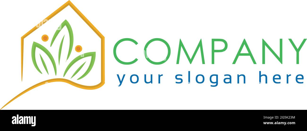 Logo immobilier. Green House sur fond blanc. Logo abstrait de la maison. Illustration vectorielle du logo Illustration de Vecteur