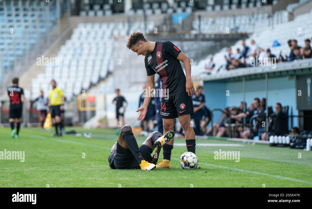 Malmoe, Suède. 27 juin 2021. Mikael Anderson (34) du FC Midtjylland vu pendant le football amical entre Malmoe FF et le FC Midtjylland à Eleda Stadion à Malmoe. (Gonzales Photot - Joe Miller). Banque D'Images