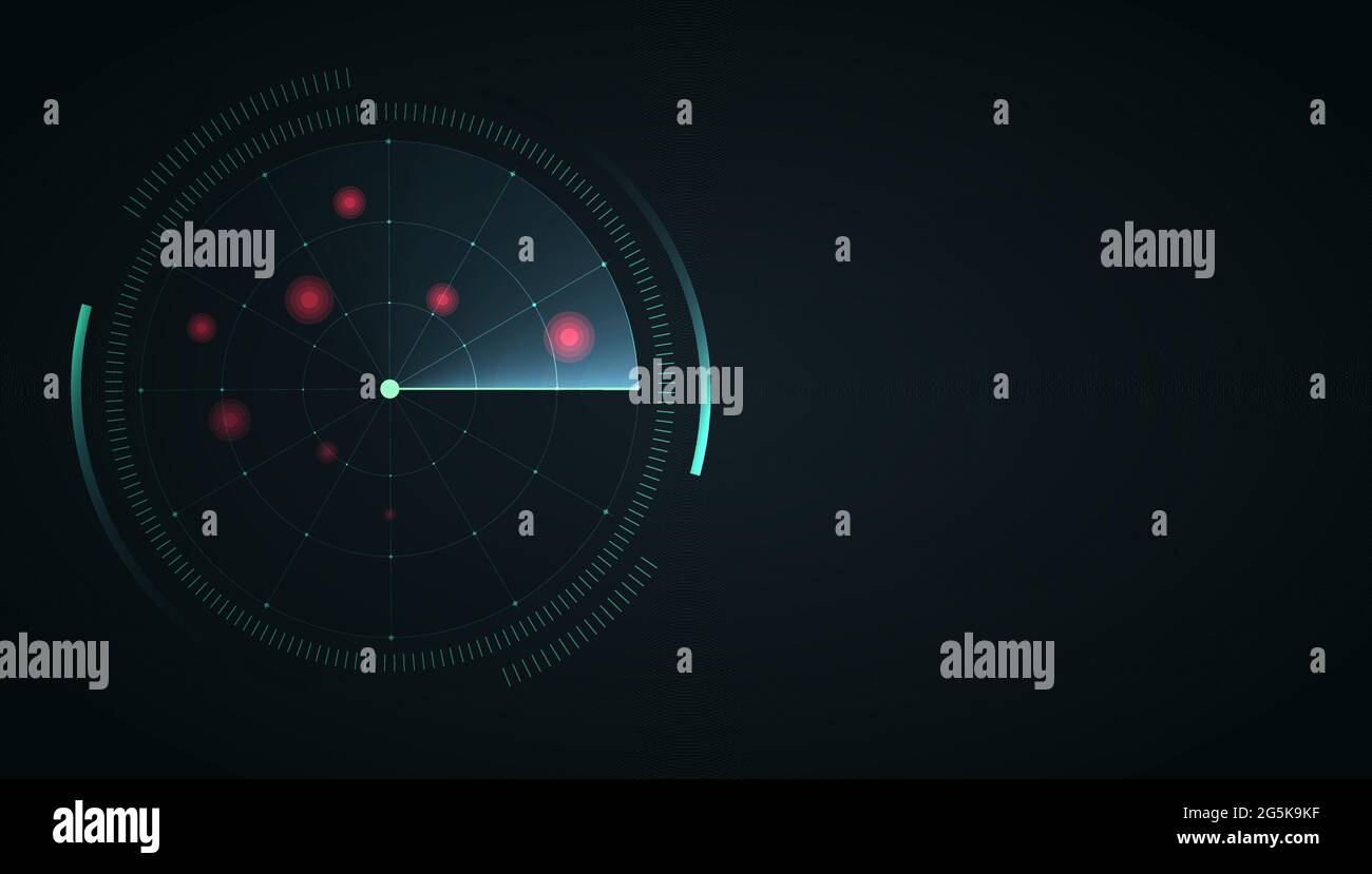 Écran du radar. Affichage HUD. Interface du radar vectoriel sur fond sombre. Illustration de Vecteur