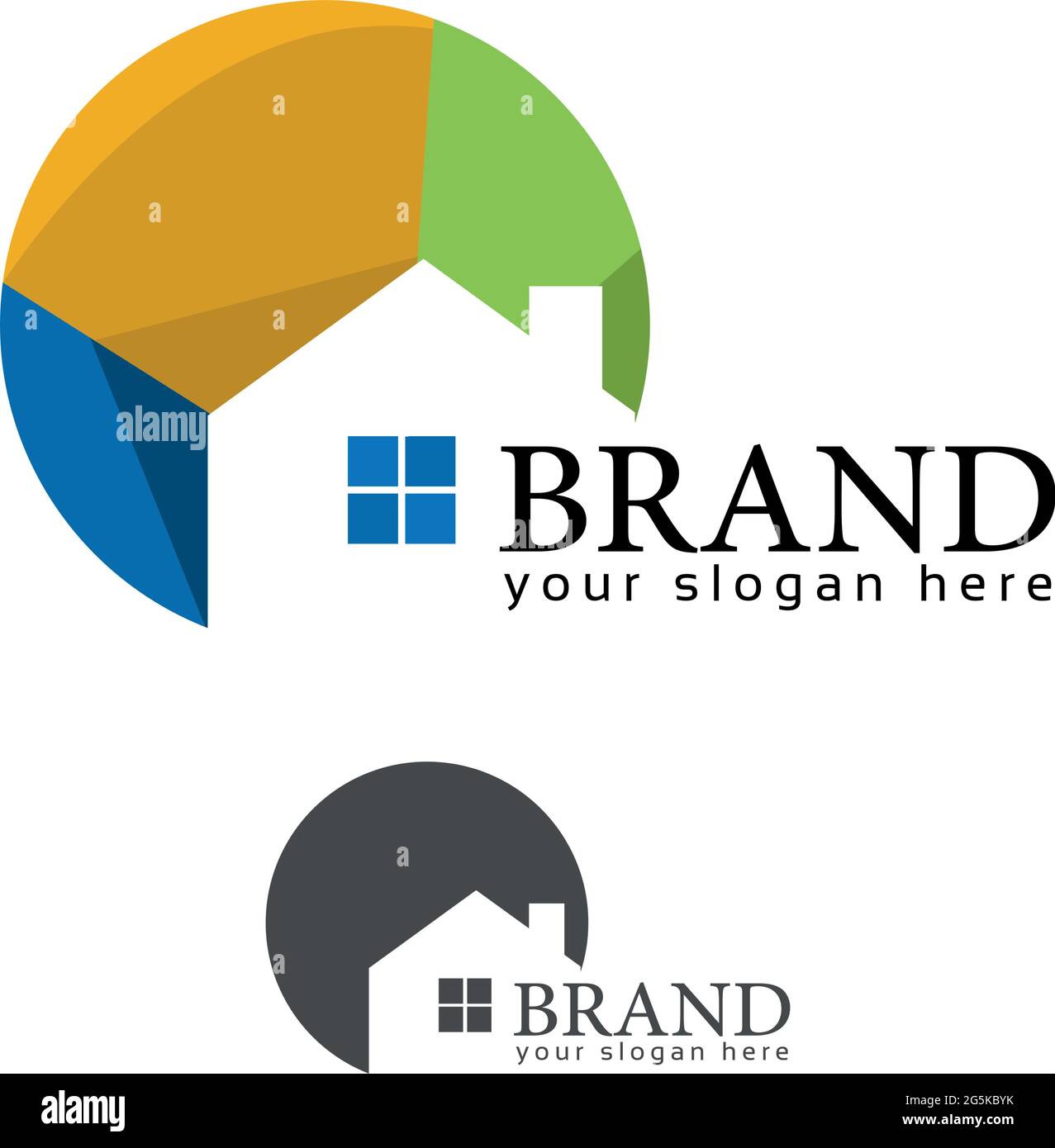 Logo de maison vectoriel sur fond blanc. Logo plat. Maison colorée. Illustration de Vecteur