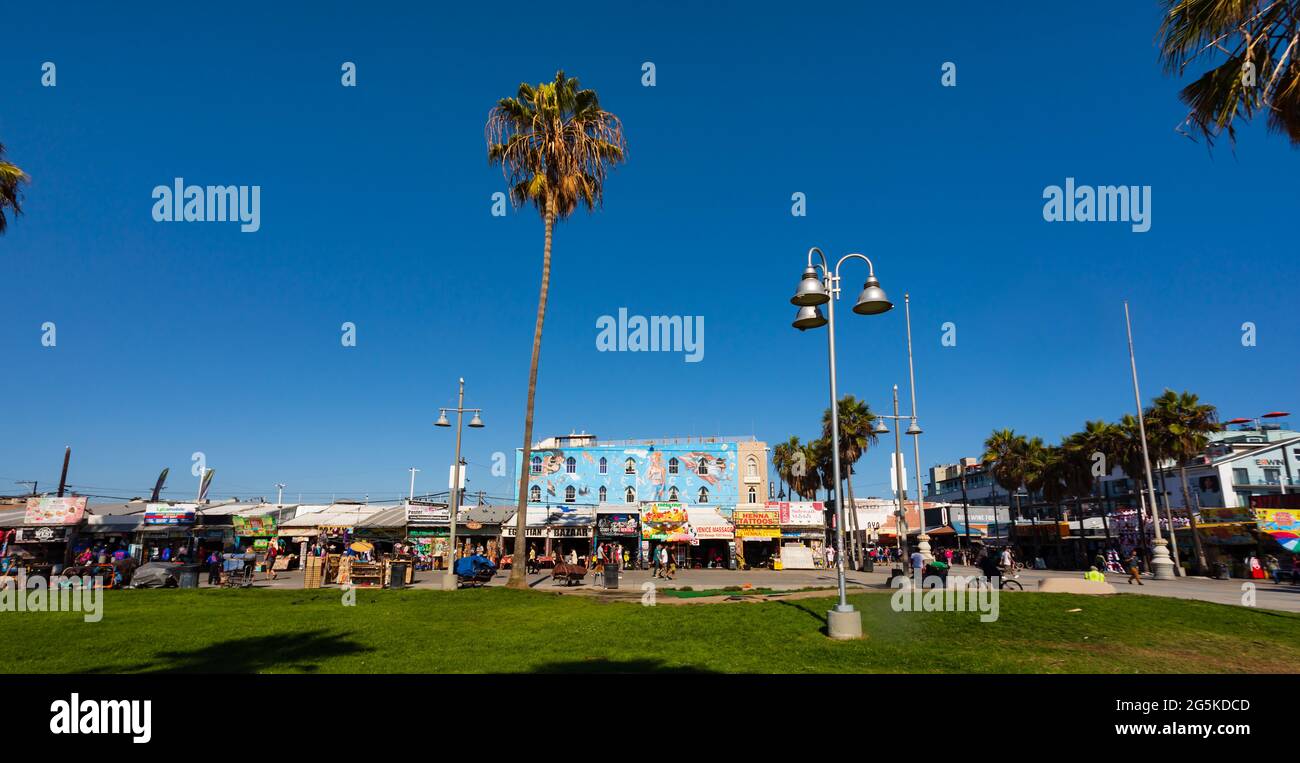 Venice Beach promenade, Santa Monica, Californie, États-Unis d'Amérique. Banque D'Images