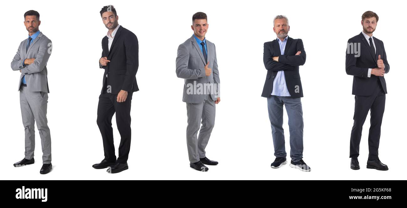 Ensemble de portraits complets d'hommes d'affaires isolés sur fond blanc Banque D'Images