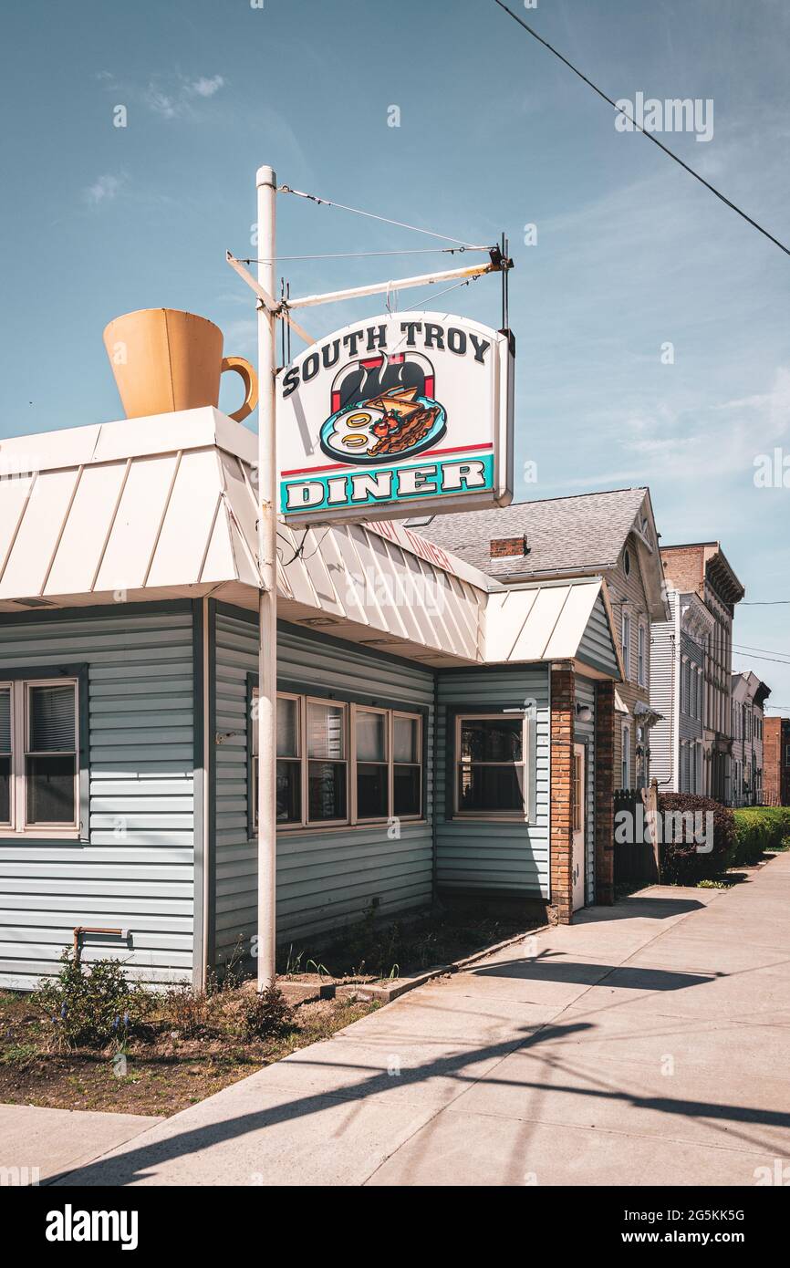 Panneau Retro South Troy Diner, à Troy, New York Banque D'Images