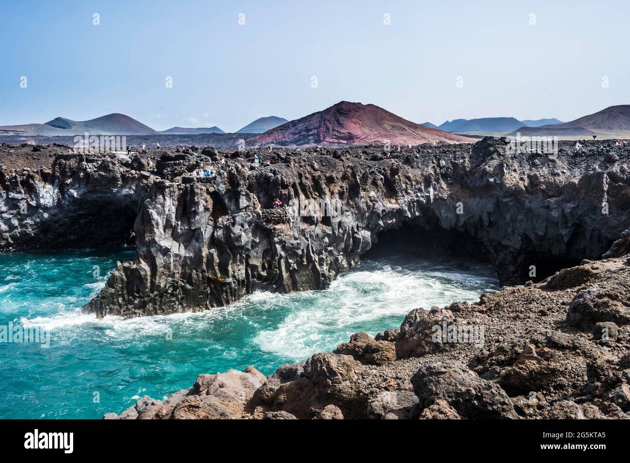 Los Hervideros côte de roche de lave, Lanzarote, îles Canaries Banque D'Images