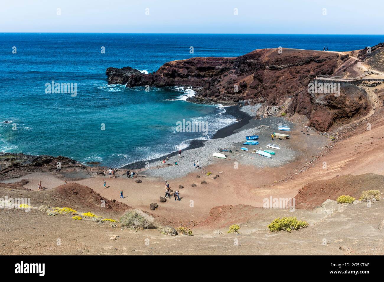 Petite baie d'El Golfo, Lanzarote, îles Canaries Banque D'Images