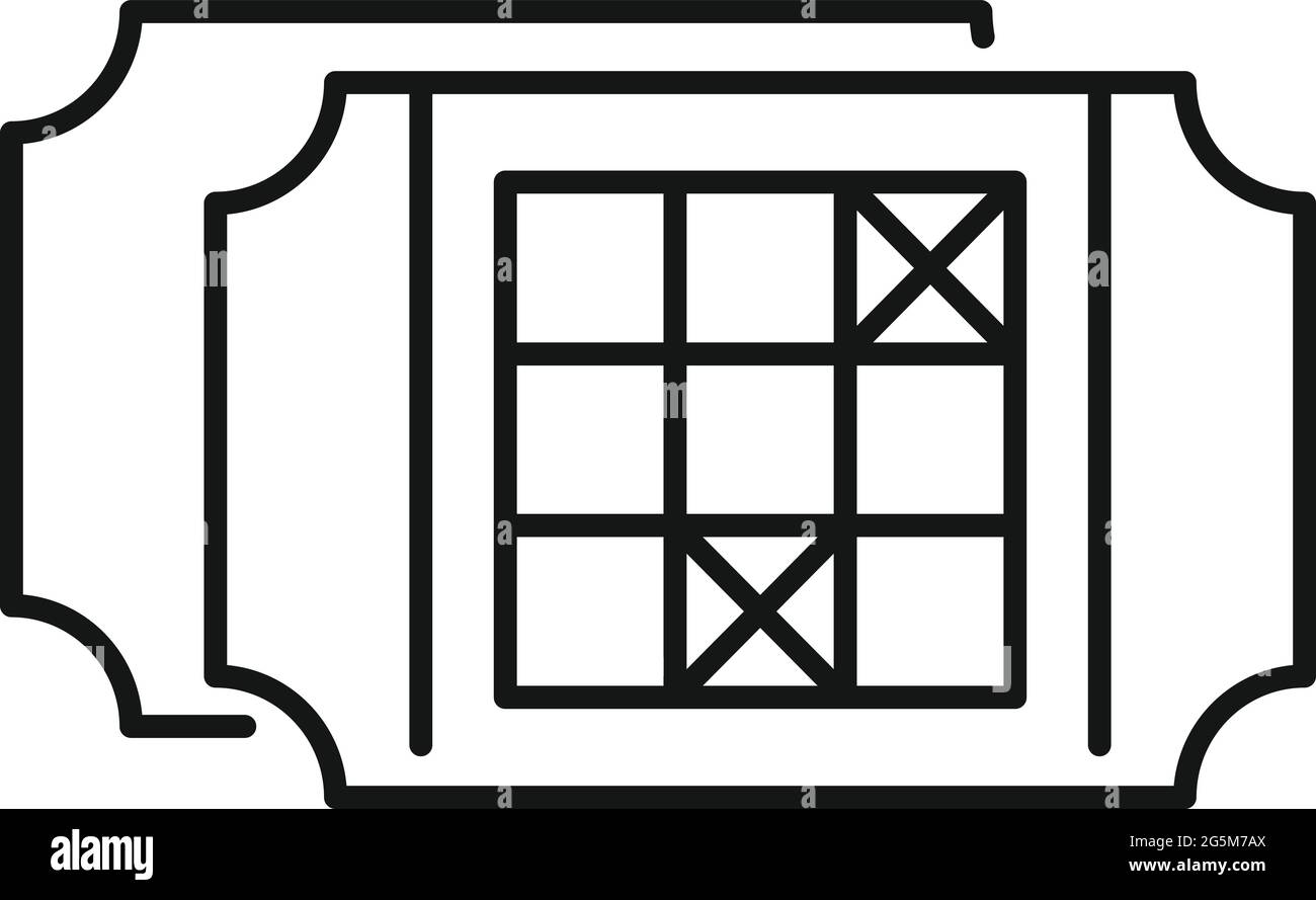 Vecteur de contour de l'icône du ticket de gain. Prix du tirage au sort Illustration de Vecteur