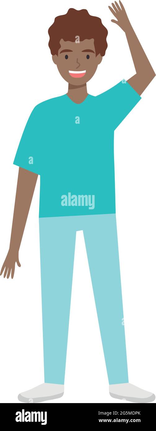 joyeux jeune homme afro agitant Illustration de Vecteur