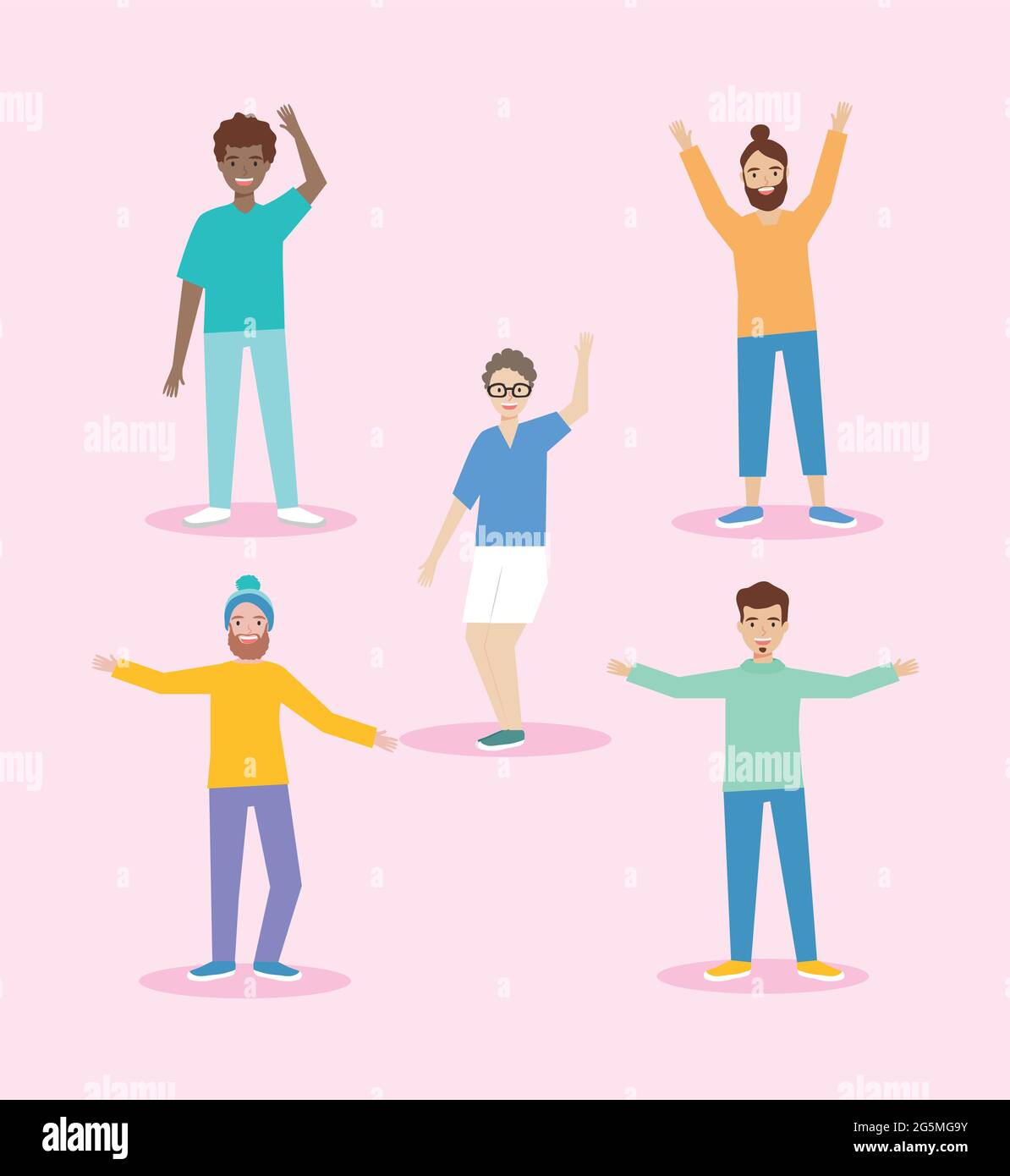 ensemble d'icônes homme heureux Illustration de Vecteur