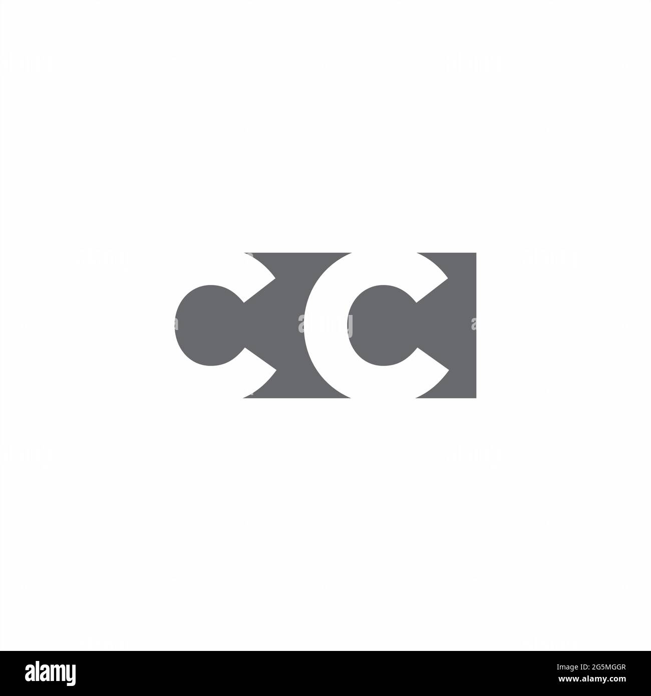 CC logo monogramme avec modèle de style espace négatif isolé sur fond blanc Illustration de Vecteur
