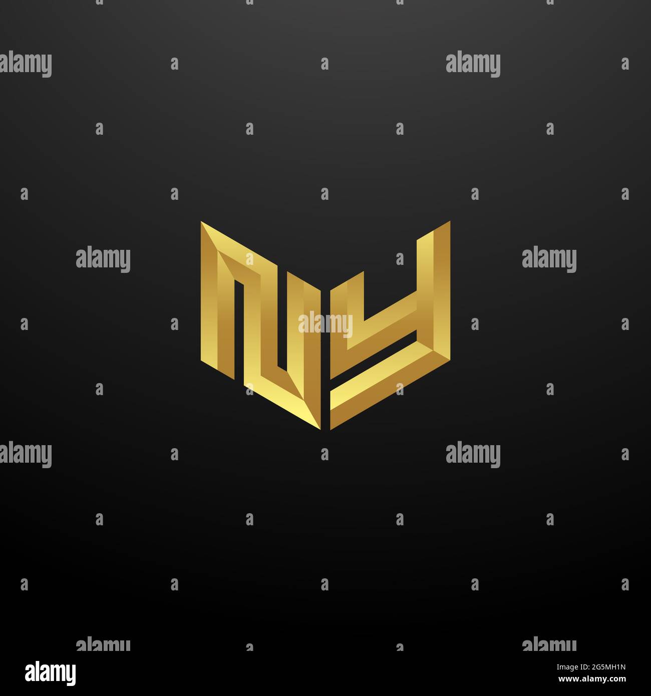 Logo NY Monogram lettre initiales modèle de conception avec fond doré et noir Vector icône moderne Illustration de Vecteur