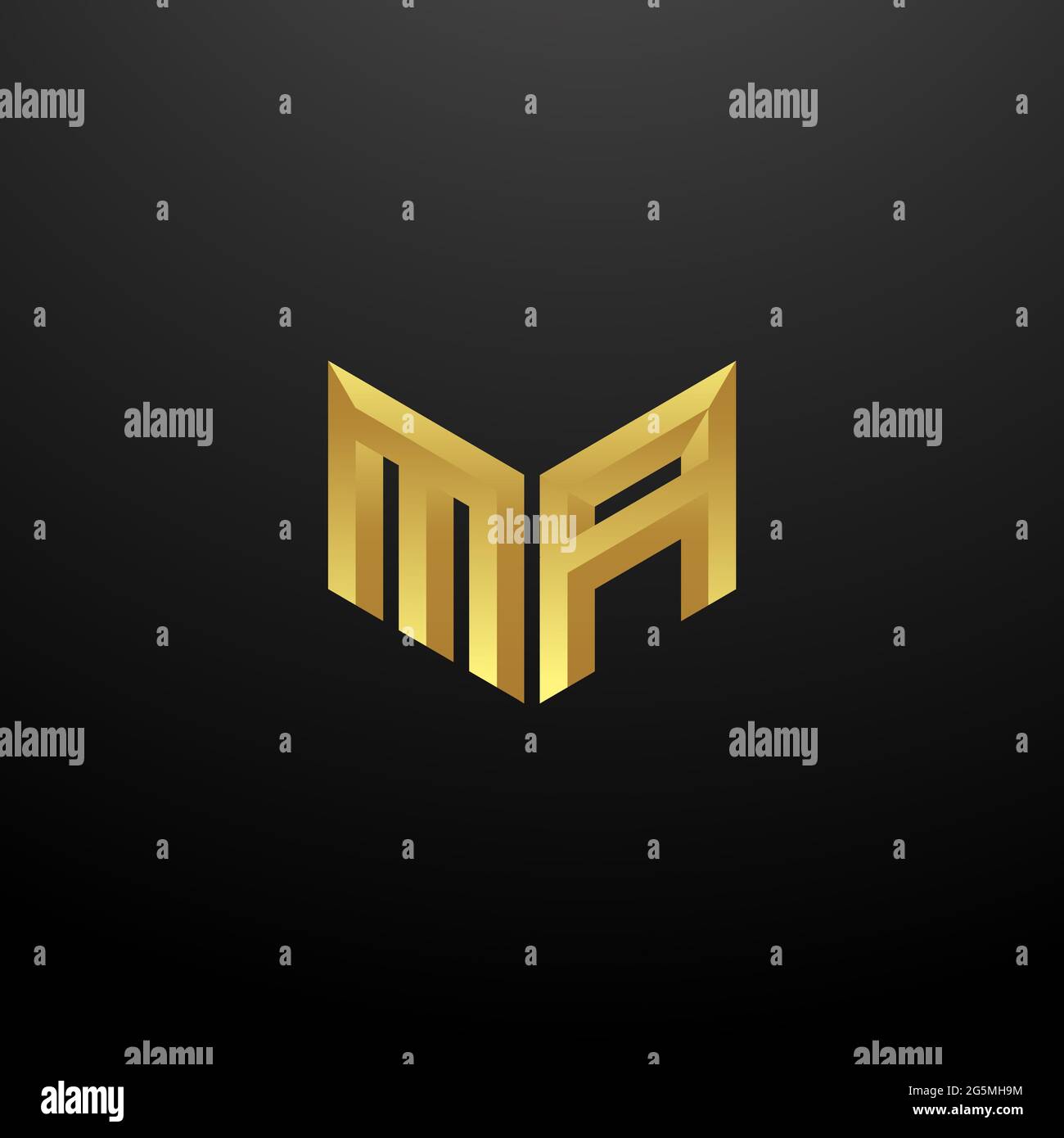 LOGO MA Monogramme lettre initiales modèle de conception avec fond doré et noir icône vectorielle moderne Illustration de Vecteur