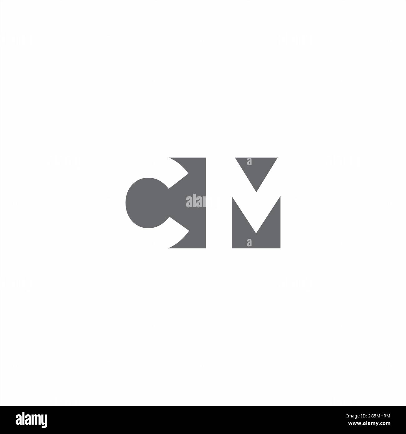 LOGO CM monogramme avec modèle de style espace négatif isolé sur fond blanc Illustration de Vecteur