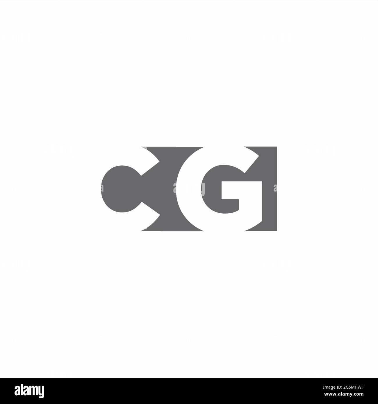 CG logo monogramme avec modèle de conception de style espace négatif isolé sur fond blanc Illustration de Vecteur