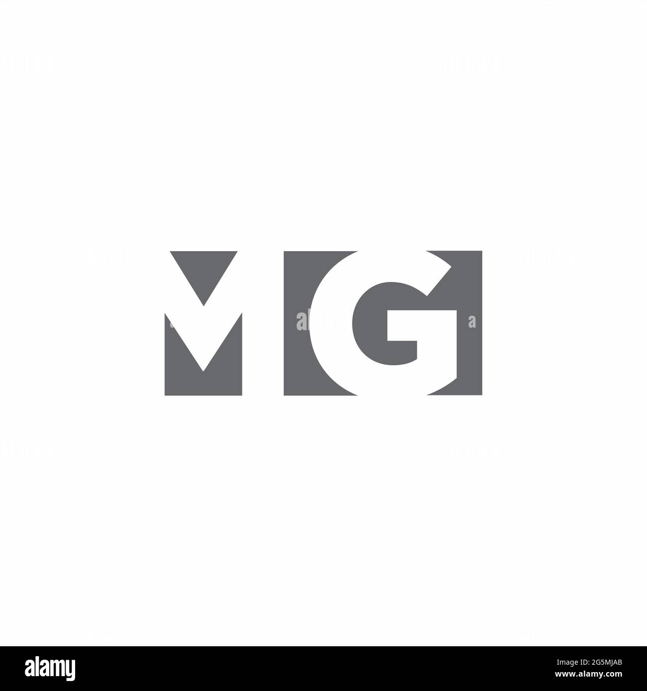 MG logo monogramme avec modèle de style espace négatif isolé sur fond blanc Illustration de Vecteur