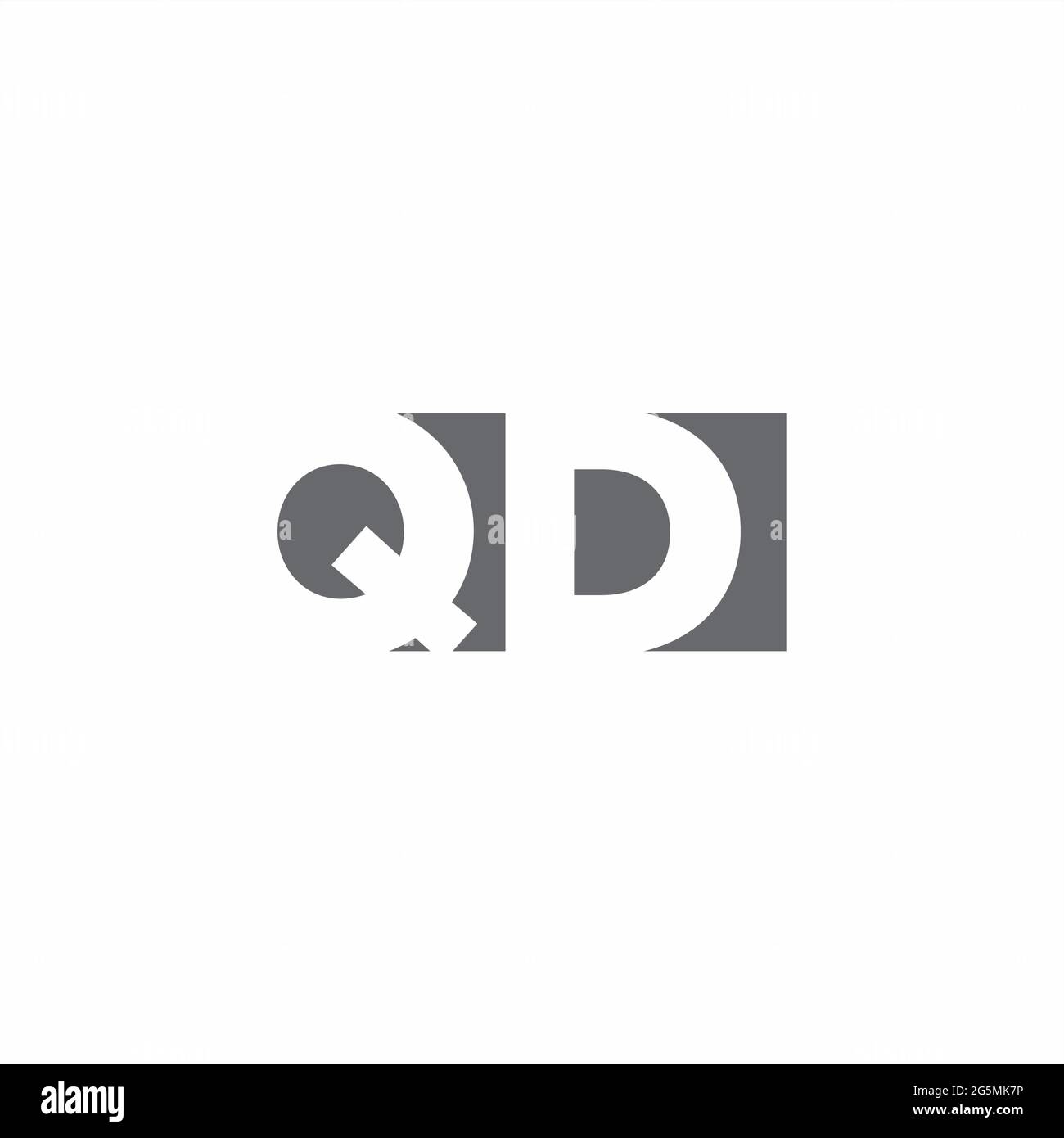 Monogramme avec logo QD avec modèle de conception de type espace négatif isolé sur fond blanc Illustration de Vecteur