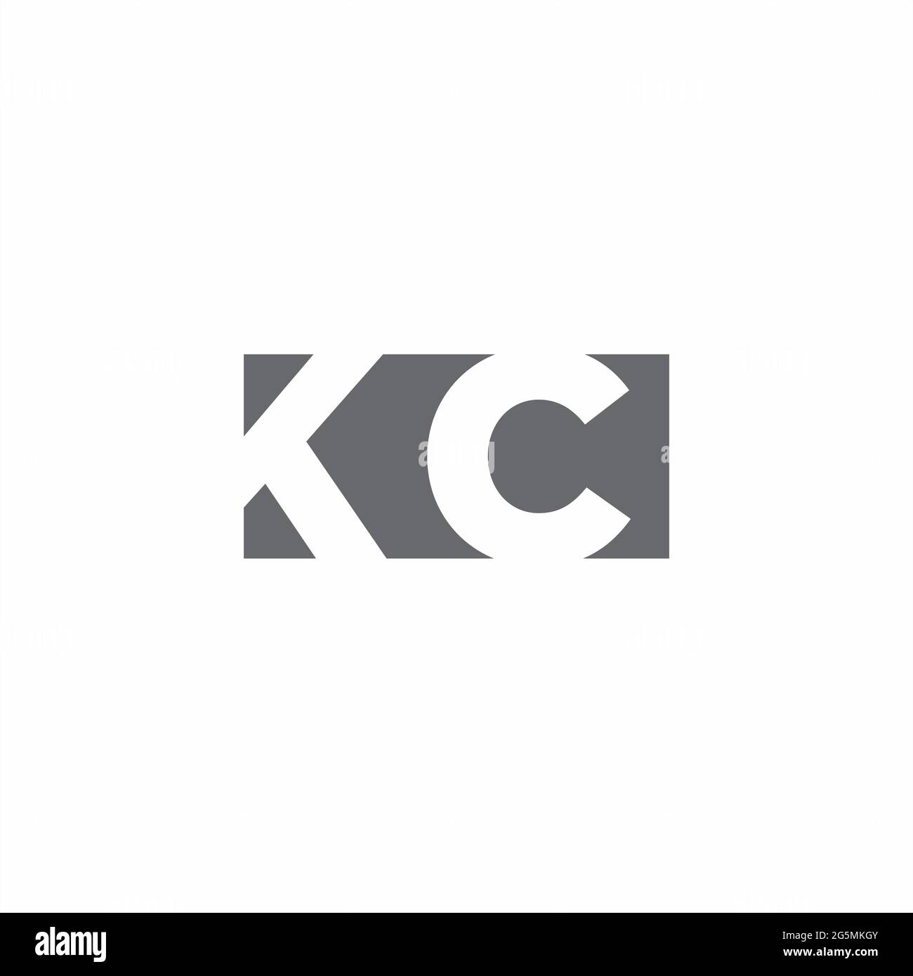 Logo KC monogramme avec modèle de style espace négatif isolé sur fond blanc Illustration de Vecteur
