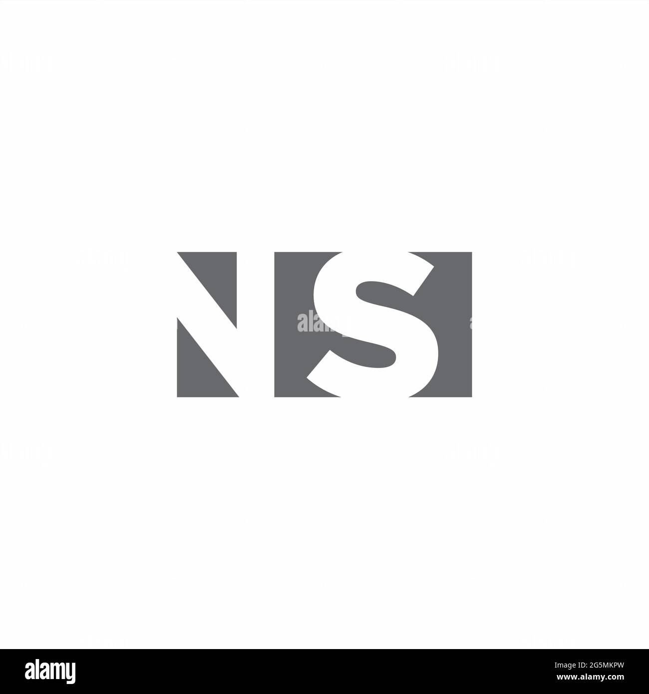 Logo NS monogramme avec modèle de style espace négatif isolé sur fond blanc Illustration de Vecteur