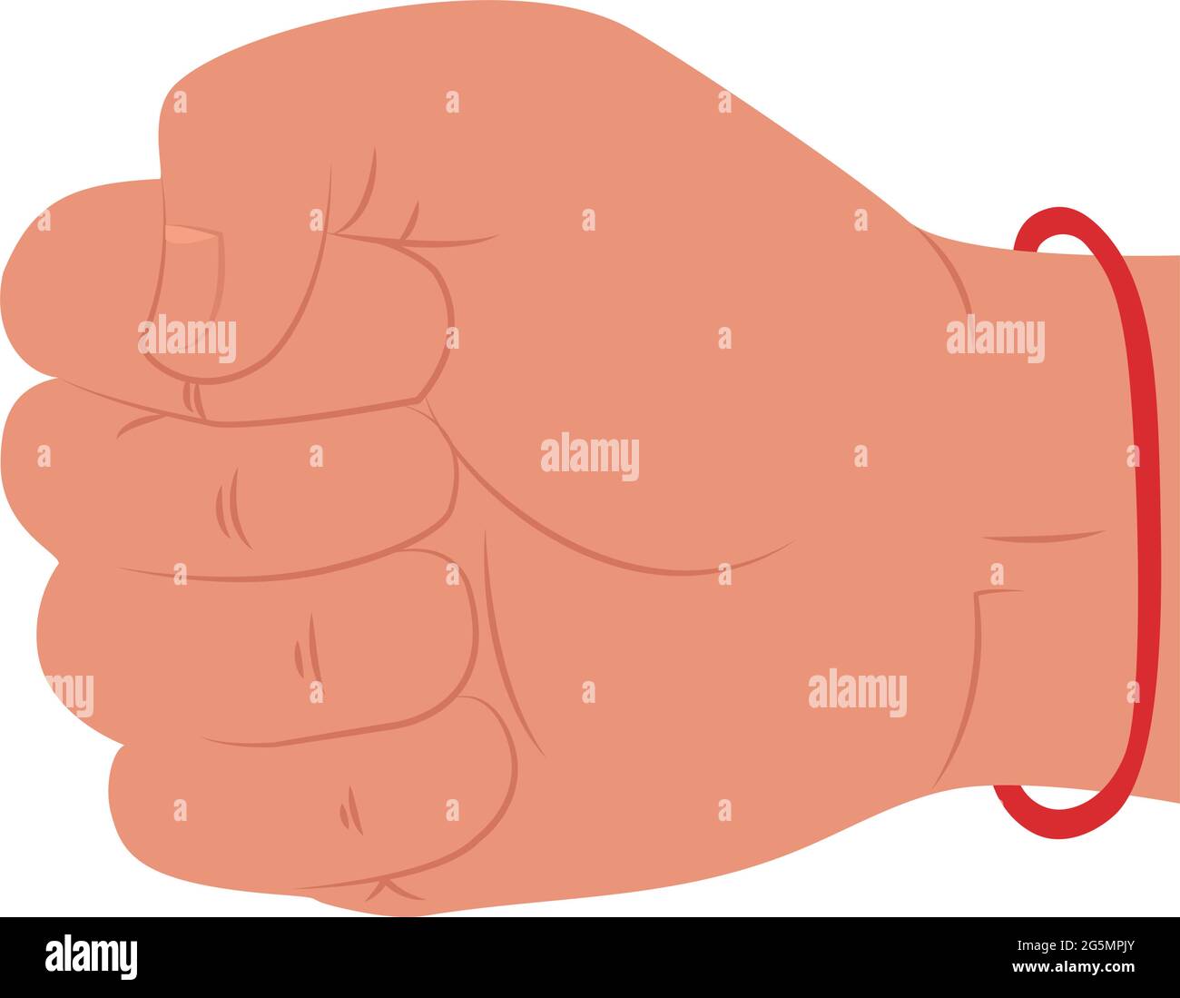 main dans le poing avec bracelet rouge Illustration de Vecteur