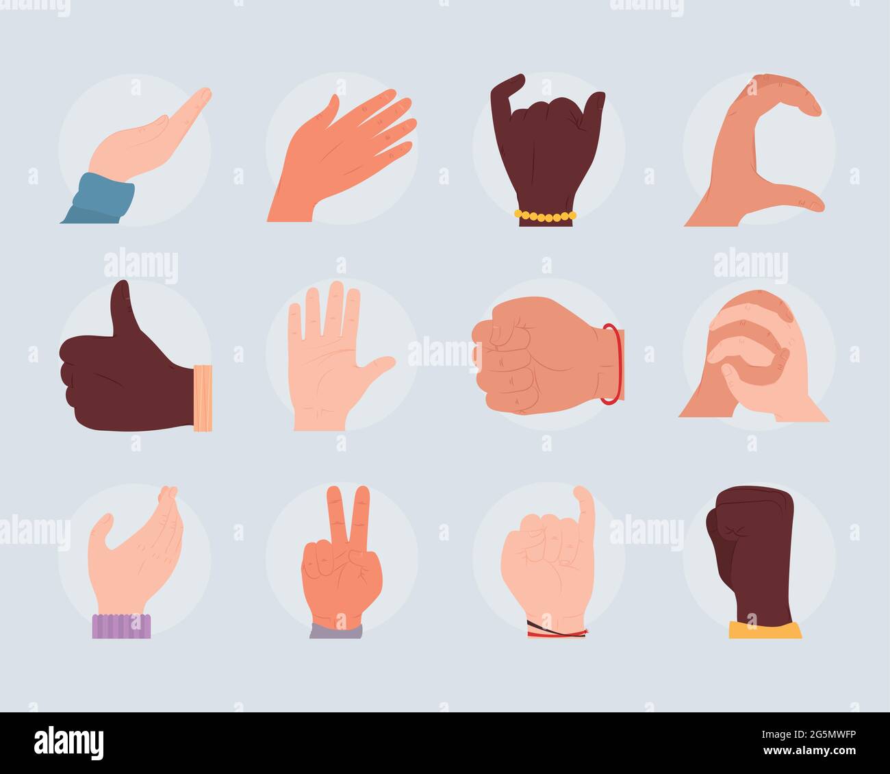 collection friendship hands gesture icon Illustration de Vecteur