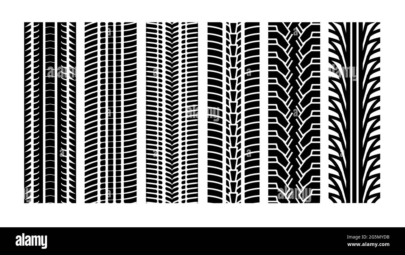 Ligne de bordure de bande de roulement vectorielle de chenille de pneu. Roue de protection de piste de course de pneu automobile texture de voiture Illustration de Vecteur